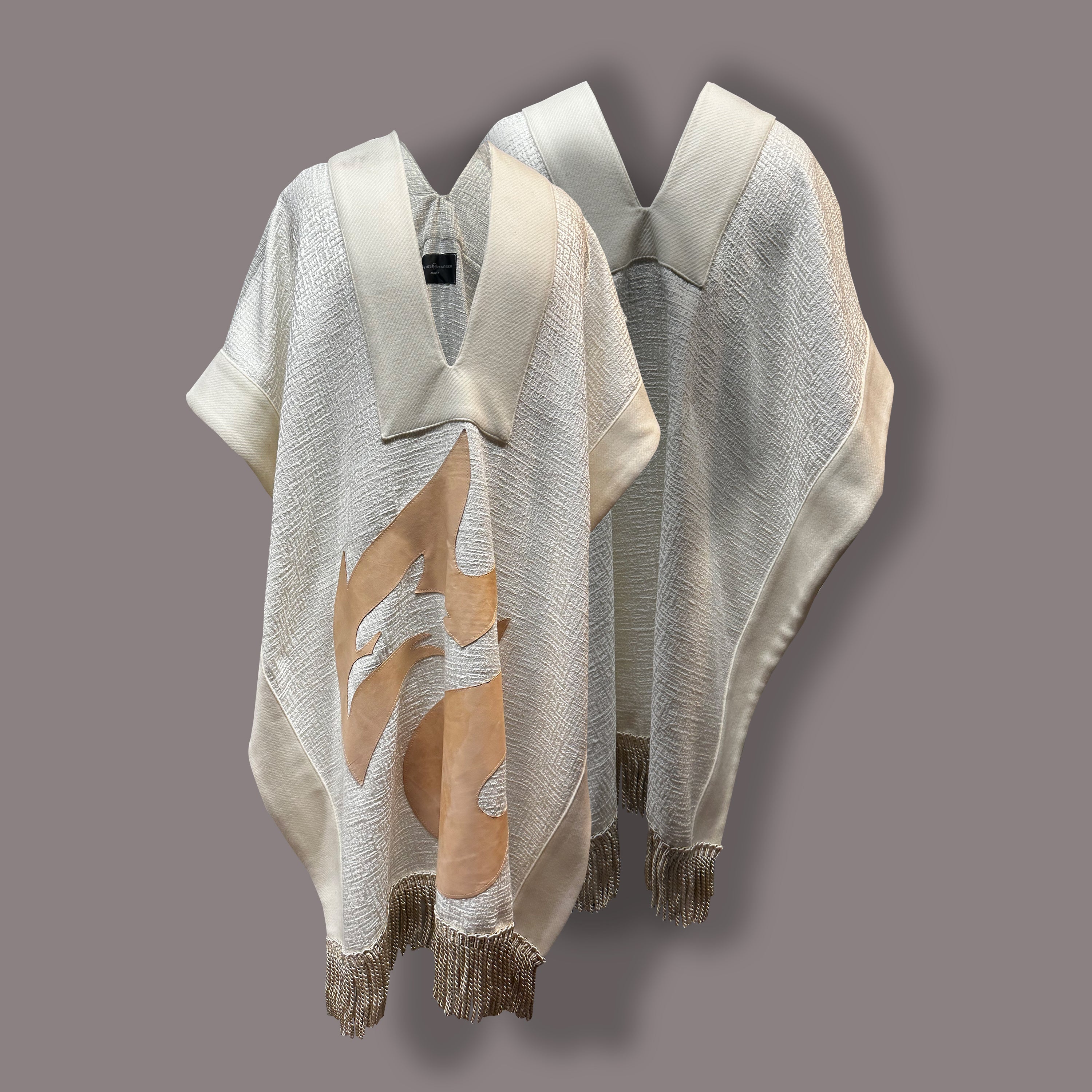 PHOENIX CASHMERE & LEATHER FRINGED PUNCHO!!